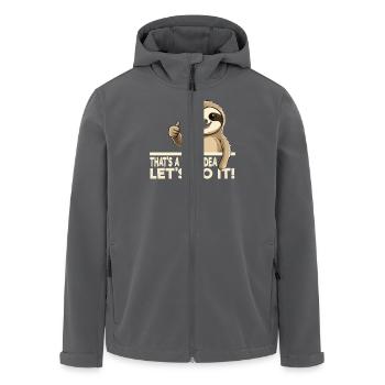 Funny Sloth Theme - That's A Dumb Idea - Men’s Recycled Softshell Jacket by Stanley/Stella - anthracite - Front - AI Model Male 185 light (185cm)
