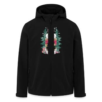 Festlicher Nussknacker mit Kaffee für einen - Recycelte Männer Softshell-Jacke von Stanley/Stella - Schwarz - Vorne - AI Model Male 185 light (185cm)