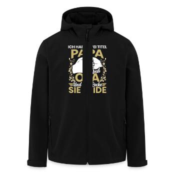 Großvater HABE ZWEI TITEL PAPA UND OPA ROCKE BEIDE - Recycelte Männer Softshell-Jacke von Stanley/Stella - Schwarz - Vorne - AI Model Male 185 light (185cm)