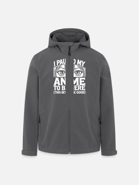 Jeg satte min anime på pause for at være her Japan Kawaii Manga - Stanley/Stella herre softshelljakke i genanvendt polyester - sort