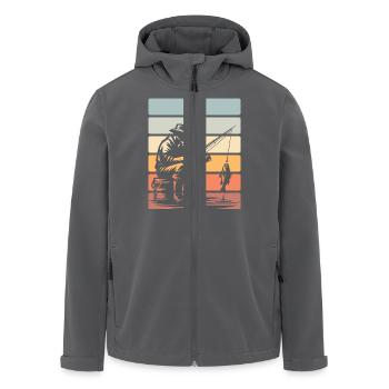 Fishing Anglers Fishing - Men’s Recycled Softshell Jacket by Stanley/Stella - black - Front - AI Model Male 185 light (185cm)