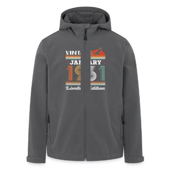 Janvier 1961 Retro Vintage Cadeau D'anniversaire - Veste softshell homme en polyester recyclé Stanley/Stella - charbon - Devant - AI Model Male 185 light (185cm)