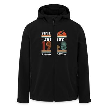 Janvier 1948 Retro Vintage Cadeau D'anniversaire - Veste softshell homme en polyester recyclé Stanley/Stella - noir - Devant - AI Model Male 185 light (185cm)
