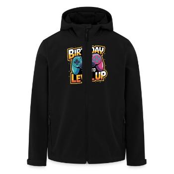 Birthday Boy Time to Level Up Birthday Gamer Boys - Men’s Recycled Softshell Jacket by Stanley/Stella - black - Front - AI Model Male 185 light (185cm)