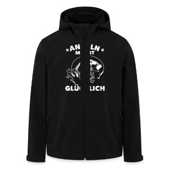 ANGELN MACHT GLÜCKLICH Angler Outfit Lustiges - Recycelte Männer Softshell-Jacke von Stanley/Stella - Schwarz - Vorne - AI Model Male 185 light (185cm)