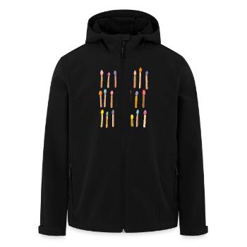 Allumettes colorées pour aventuriers Motif aquarelle - Veste softshell homme en polyester recyclé Stanley/Stella - noir - Devant - AI Model Male 185 light (185cm)