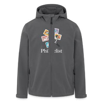 Lustige Briefmarken Briefmarkensammlung Humor - Recycelte Männer Softshell-Jacke von Stanley/Stella - Anthrazit - Vorne - AI Model Male 185 light (185cm)