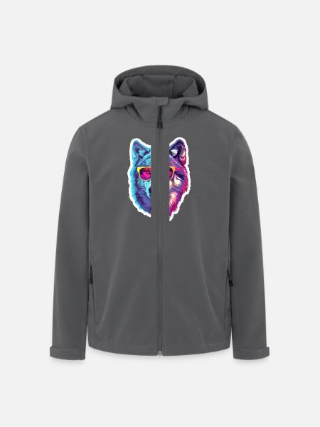 Lustiger Wolf mit Sonnenbrille für einen Wolf Fan - Recycelte Männer Softshell-Jacke von Stanley/Stella - Schwarz