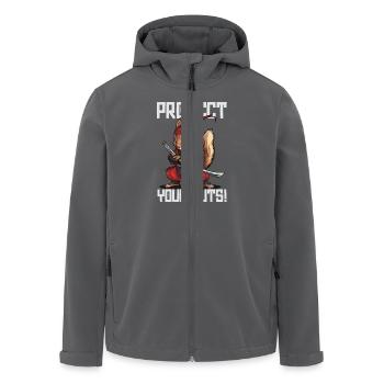 Beschütze Deine Nüsse Ninja Eichhörnchen - Recycelte Männer Softshell-Jacke von Stanley/Stella - Anthrazit - Vorne - AI Model Male 185 light (185cm)