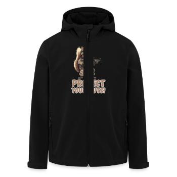 Beschütze Deine Nüsse Ninja Eichhörnchen - Recycelte Männer Softshell-Jacke von Stanley/Stella - Schwarz - Vorne - AI Model Male 185 light (185cm)