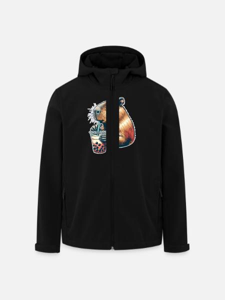 Capybara Bubble Tea - Recycelte Männer Softshell-Jacke von Stanley/Stella - Schwarz
