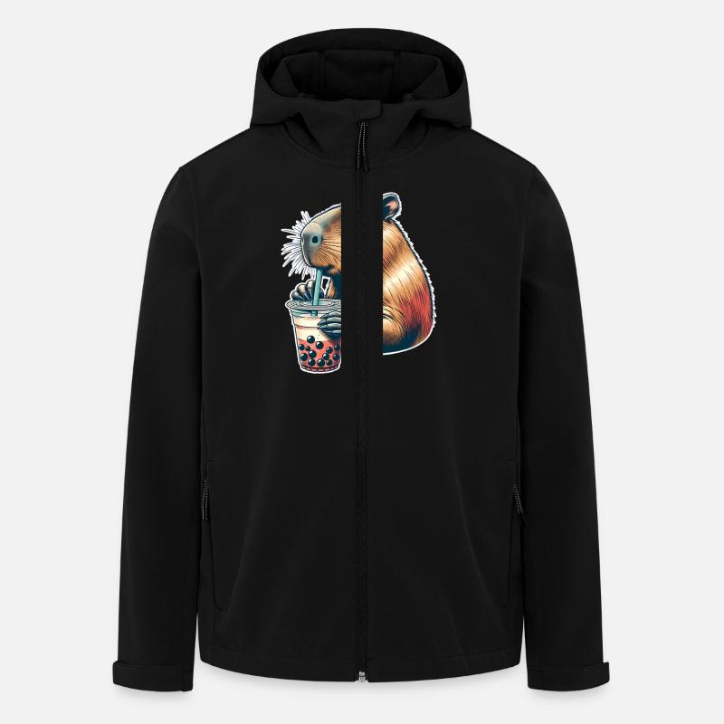 Thé à bulles Capybara - Veste softshell homme en polyester recyclé Stanley/Stella - noir