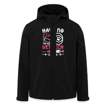 The Vet Tech Is Here für einen Hundfriseur - Recycelte Männer Softshell-Jacke von Stanley/Stella - Schwarz - Vorne - AI Model Male 185 light (185cm)