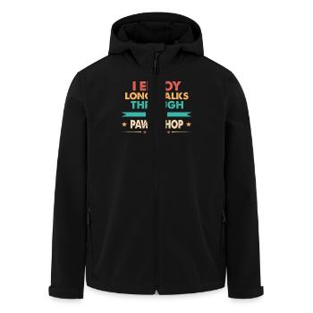 I enjoy long walks through the - Men’s Recycled Softshell Jacket by Stanley/Stella - black - Front - AI Model Male 185 light (185cm)