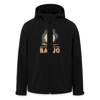 Bluegrass Banjo Spieler Musik Saiteninstrument - Recycelte Männer Softshell-Jacke von Stanley/Stella - Schwarz - Vorne - AI Model Male 185 light (185cm)