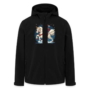 Lustiges Santa Claus Einhorn Motiv - Recycelte Männer Softshell-Jacke von Stanley/Stella - Schwarz - Vorne - AI Model Male 185 light (185cm)