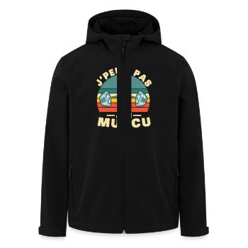 Je Peux Pas J'ai Muscu, Vintage Humour idée cadeau - Veste softshell homme en polyester recyclé Stanley/Stella - noir - Devant - AI Model Male 185 light (185cm)