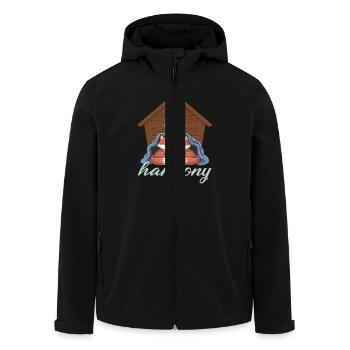 Harmony Füchse Winterhütten-Szene für ein Fuchs - Recycelte Männer Softshell-Jacke von Stanley/Stella - Schwarz - Vorne - AI Model Male 185 light (185cm)