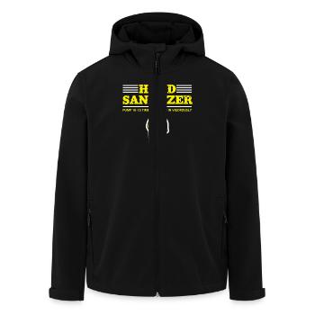 Hand Sanitizer Anleitung Humorvoller Hinweis für - Recycelte Männer Softshell-Jacke von Stanley/Stella - Schwarz - Vorne - AI Model Male 185 light (185cm)