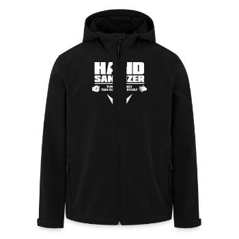 Hand Sanitizer Anleitung Humorvoller Hinweis für - Recycelte Männer Softshell-Jacke von Stanley/Stella - Schwarz - Vorne - AI Model Male 185 light (185cm)