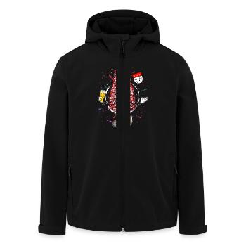 Kölner Dom Karneval Clown mit Bier - Recycelte Männer Softshell-Jacke von Stanley/Stella - Schwarz - Vorne - AI Model Male 185 light (185cm)