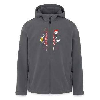 Kölner Dom Karneval Clown mit Bier - Recycelte Männer Softshell-Jacke von Stanley/Stella - Anthrazit - Vorne - AI Model Male 185 light (185cm)