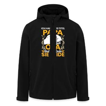 Großvater HABE ZWEI TITEL PAPA UND OPA ROCKE BEIDE - Recycelte Männer Softshell-Jacke von Stanley/Stella - Schwarz - Vorne - AI Model Male 185 light (185cm)