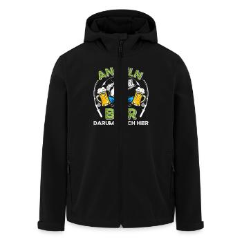 ANGELN UND BIER DARUM BIN ICH HIER Lustiges - Recycelte Männer Softshell-Jacke von Stanley/Stella - Schwarz - Vorne - AI Model Male 185 light (185cm)