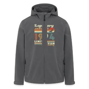 Janvier 1994 retro vintage anniversaire 1994 - Veste softshell homme en polyester recyclé Stanley/Stella - charbon - Devant - AI Model Male 185 light (185cm)