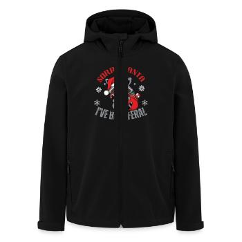Sorry Santa I've Been Feral, Feral Raccoon Design - Men’s Recycled Softshell Jacket by Stanley/Stella - black - Front - AI Model Male 185 light (185cm)