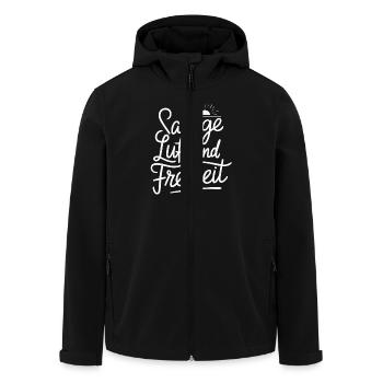 Salzige Luft und Freiheit für einen Meer Urlauber - Recycelte Männer Softshell-Jacke von Stanley/Stella - Schwarz - Vorne - AI Model Male 185 light (185cm)
