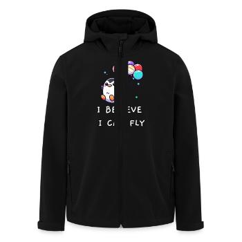 Pinguin "I believe I can fly" - Recycelte Männer Softshell-Jacke von Stanley/Stella - Schwarz - Vorne - AI Model Male 185 light (185cm)