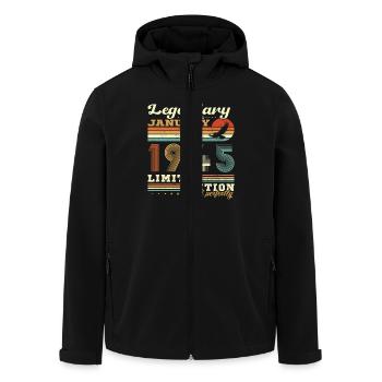 Geburtstagsgeschenk Geboren im Januar 1945 - Recycelte Männer Softshell-Jacke von Stanley/Stella - Schwarz - Vorne - AI Model Male 185 light (185cm)