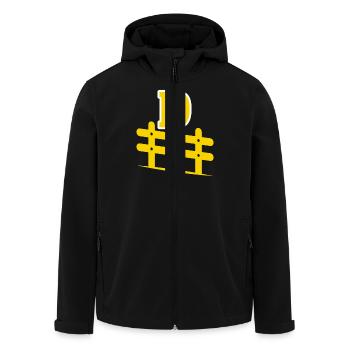 Double Bar Mat Fence Yellow Motif - Men’s Recycled Softshell Jacket by Stanley/Stella - black - Front - AI Model Male 185 light (185cm)