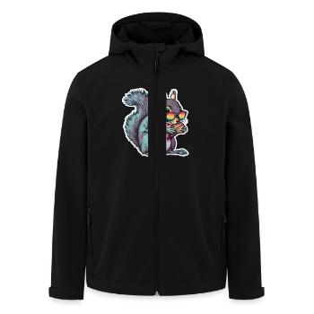 Lustiges Eichhörnchen mit Sonnenbrille - Recycelte Männer Softshell-Jacke von Stanley/Stella - Schwarz - Vorne - AI Model Male 185 light (185cm)