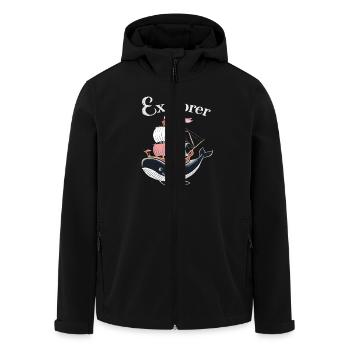 Nautisches Abenteuer mit Wal und Schiff - Recycelte Männer Softshell-Jacke von Stanley/Stella - Schwarz - Vorne - AI Model Male 185 light (185cm)
