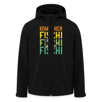 Angeln Hobby KOMM HER FISCHI FISCHI FISCHI Lustig - Recycelte Männer Softshell-Jacke von Stanley/Stella - Schwarz - Vorne - AI Model Male 185 light (185cm)