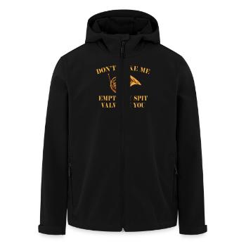 Humour d’instrument à vent avec cor – « Don’t Make Me - Veste softshell homme en polyester recyclé Stanley/Stella - noir - Devant - AI Model Male 185 light (185cm)