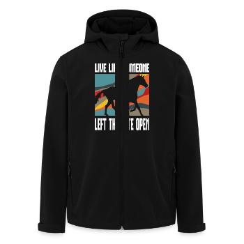 Vivez comme si quelqu’un avait laissé la porte ouverte Cheval - Veste softshell homme en polyester recyclé Stanley/Stella - noir - Devant - AI Model Male 185 light (185cm)