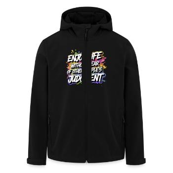 ENJOY LIFE WITHOUT FEAR - Men’s Recycled Softshell Jacket by Stanley/Stella - black - Front - AI Model Male 185 light (185cm)