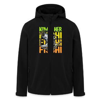 Angeln Hobby KOMM HER FISCHI FISCHI FISCHI Lustig - Recycelte Männer Softshell-Jacke von Stanley/Stella - Schwarz - Vorne - AI Model Male 185 light (185cm)