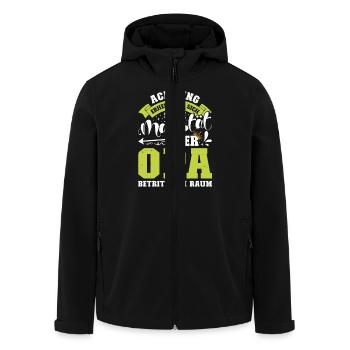 Opi ACHTUNG ERHEBEN SIE SICH OPA BETRITT DEN RAUM - Recycelte Männer Softshell-Jacke von Stanley/Stella - Schwarz - Vorne - AI Model Male 185 light (185cm)