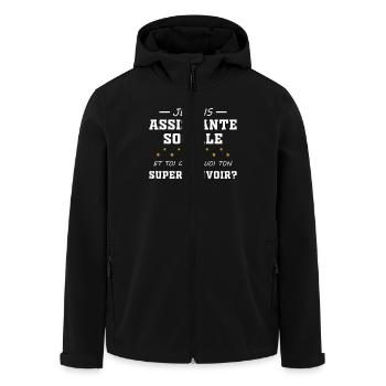 Social Worker - Super Power - Gift - Men’s Recycled Softshell Jacket by Stanley/Stella - black - Front - AI Model Male 185 light (185cm)