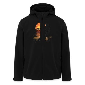 Evening walk on the beach with dog and - Men’s Recycled Softshell Jacket by Stanley/Stella - black - Front - AI Model Male 185 light (185cm)