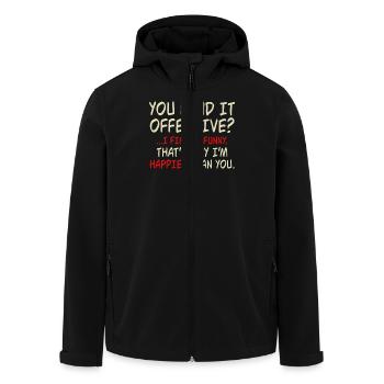 Do you find it offensive? I think it's funny - Men’s Recycled Softshell Jacket by Stanley/Stella - black - Front - AI Model Male 185 light (185cm)