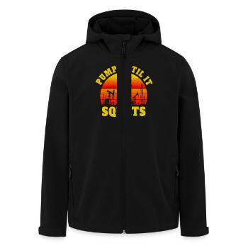 Pump It Til It Squirts - Ölbohrung Silhouette vor - Recycelte Männer Softshell-Jacke von Stanley/Stella - Schwarz - Vorne - AI Model Male 185 light (185cm)
