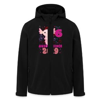 Sixth birthday - Men’s Recycled Softshell Jacket by Stanley/Stella - black - Front - AI Model Male 185 light (185cm)