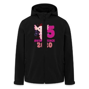 Axolotls' Fifth Birthday - Men’s Recycled Softshell Jacket by Stanley/Stella - black - Front - AI Model Male 185 light (185cm)