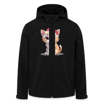 Santa Nikolaus Katze Katzen Weihnachten - Recycelte Männer Softshell-Jacke von Stanley/Stella - Schwarz - Vorne - AI Model Male 185 light (185cm)