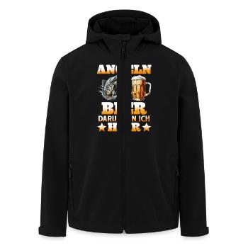 ANGELN UND BIER DARUM BIN ICH HIER Lustiges - Recycelte Männer Softshell-Jacke von Stanley/Stella - Schwarz - Vorne - AI Model Male 185 light (185cm)